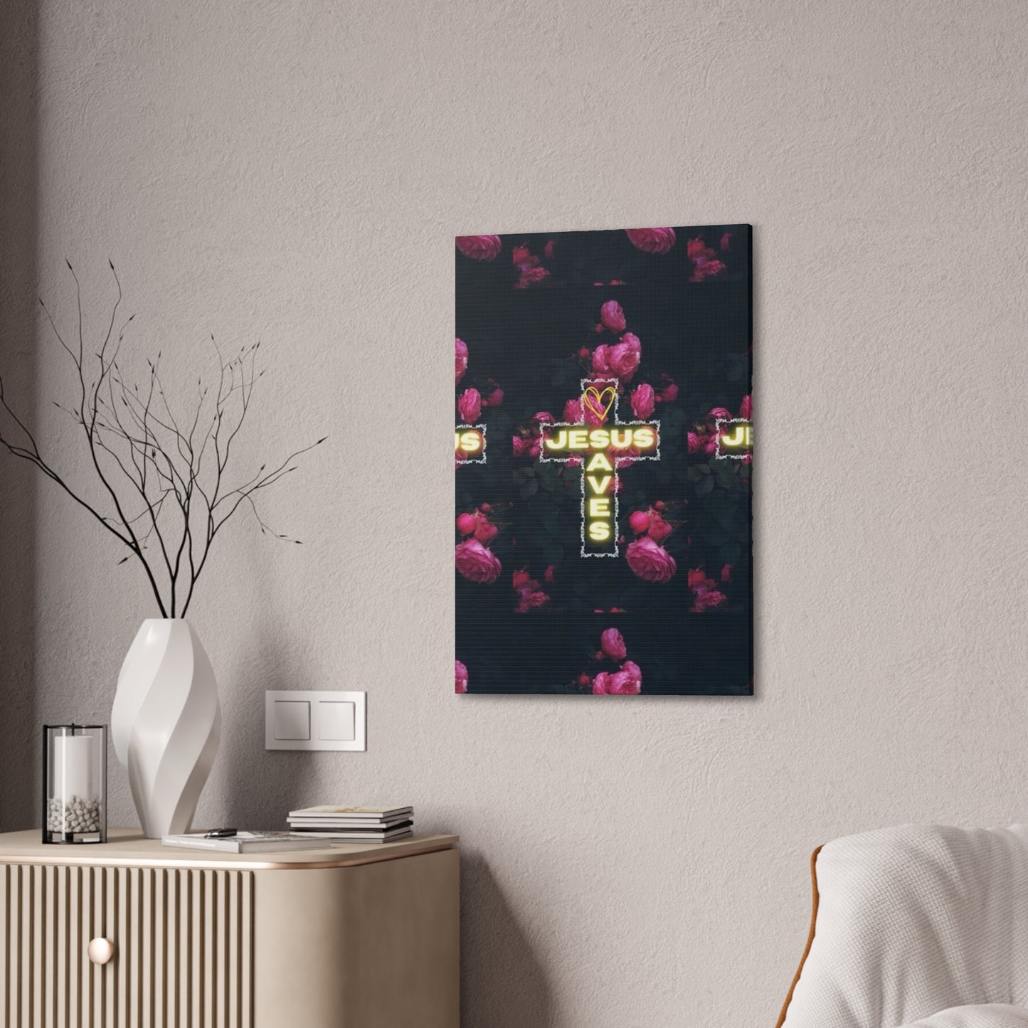 Religious Wall Art, Christian Home Decor, Jesus Saves Canvas, 0.75 inch stretched, Inspirational Gift, Religious Wall Decor, Christian Wall
