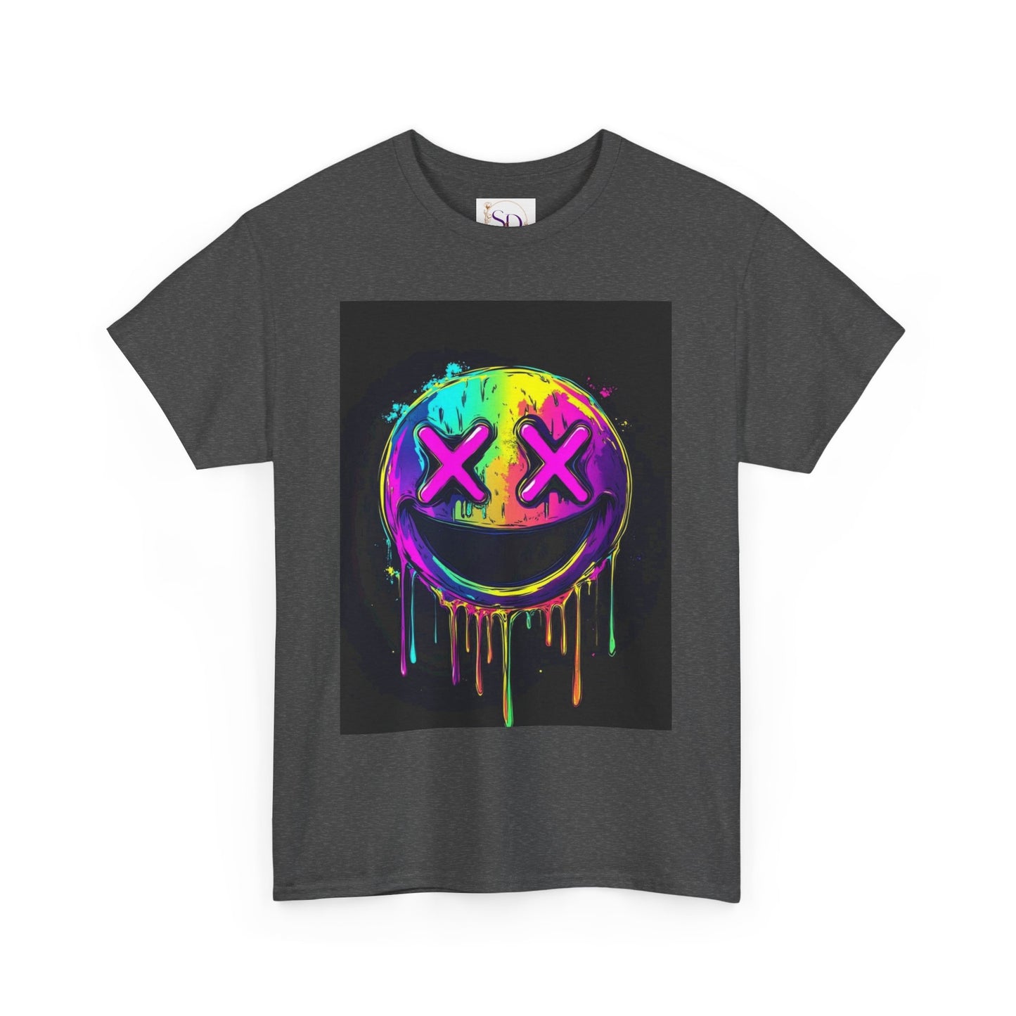 Colorful Graffiti Smiley Face Tee, Casual T-Shirt, Gift for Friends, Streetwear Style, Festival Attire, Fun Graphic Tee