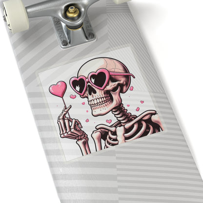 Pink Heart Skeleton Valentines Day Kiss-Cut Stickers, Love Sticker, Romantic Decal, Heart Skeletons, Valentine's Gift Wrap, Cute Planner