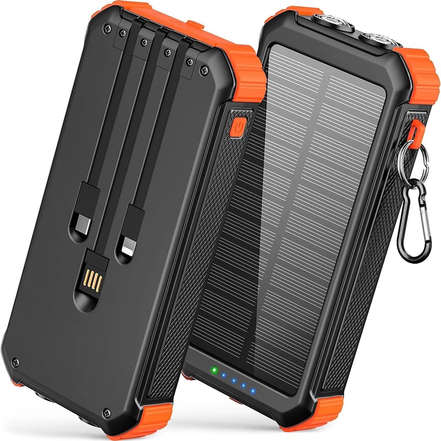 45800Mah Solar Charger Power Bank 15.5W Fast Charging USB Battery Pack with 3 Cables, Solar Phone Charger Compatible for Iphone & Android