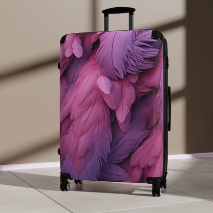 "Rebranding Into A New Badder Bitch" Feathered Suitcase ~ Pink/Purple