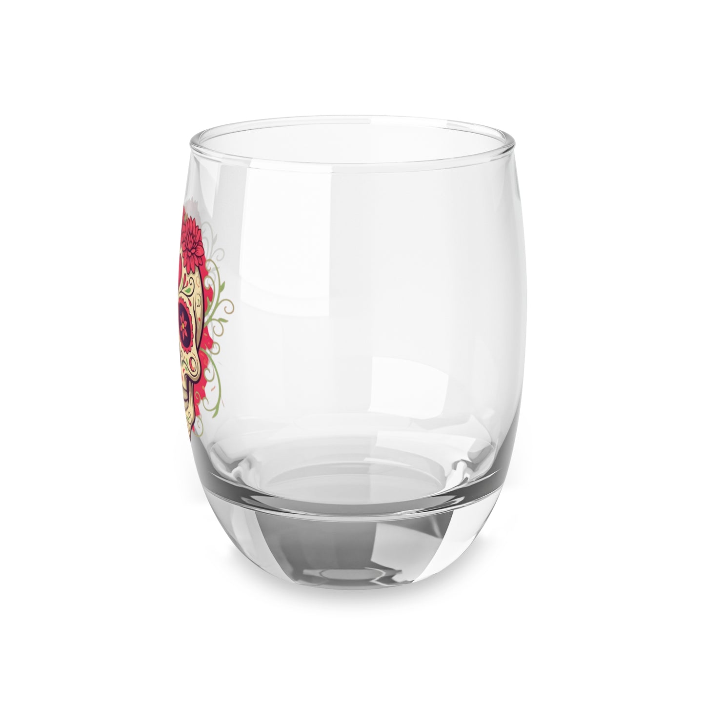 Sugar Skull Whiskey Glass, Handcrafted Drinking Glass, Dia de los Muertos Decor, Barware Gift, Unique Cocktail Glass