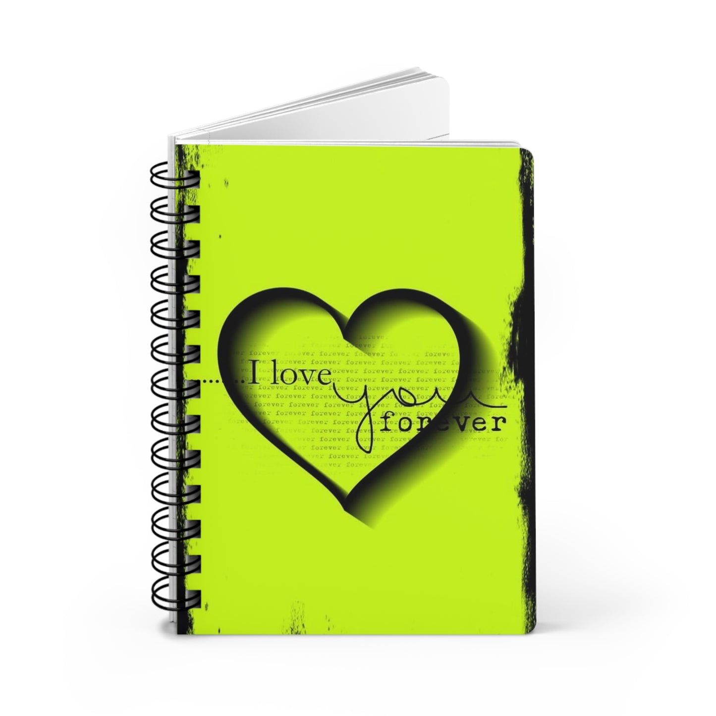 Love You Forever Spiral Bound Journal, Cute Gift for Couples, Wedding Journal, Anniversary Gift, Creative Writing Notebook, Green Heart