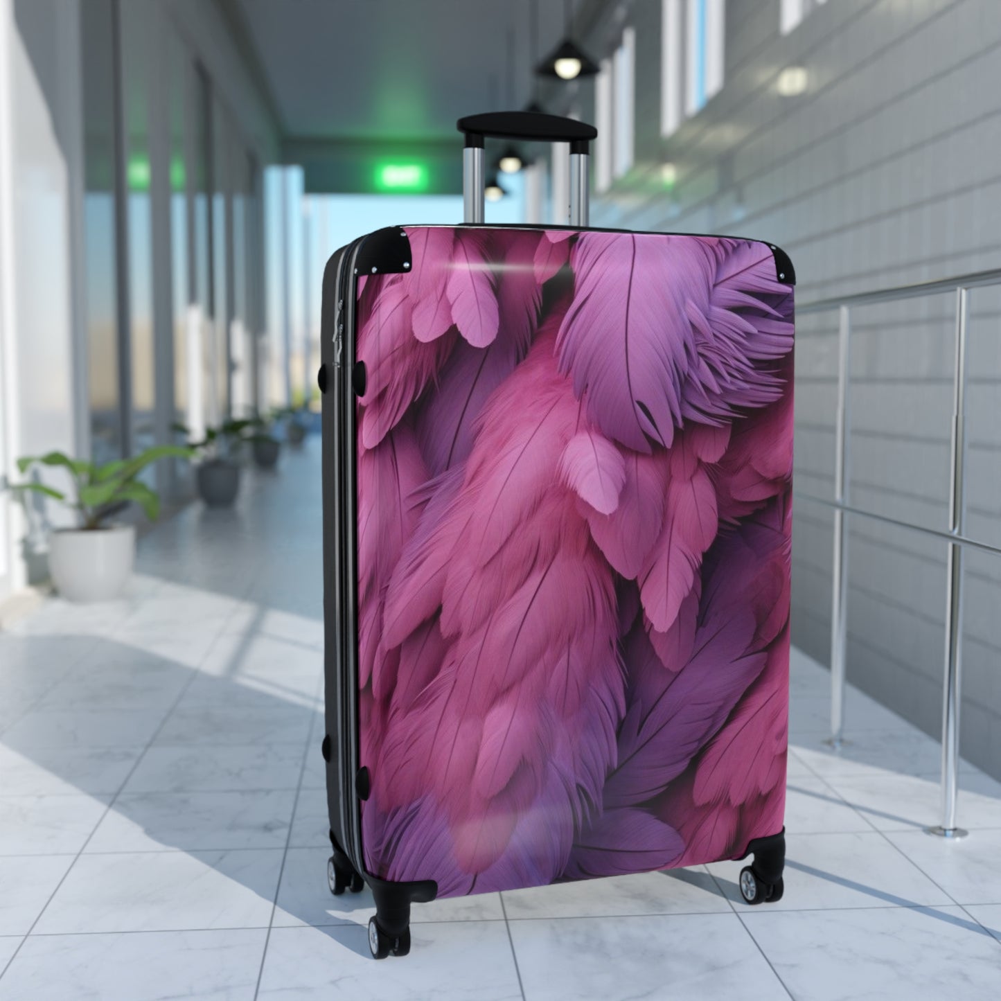 "Rebranding Into A New Badder Bitch" Feathered Suitcase ~ Pink/Purple