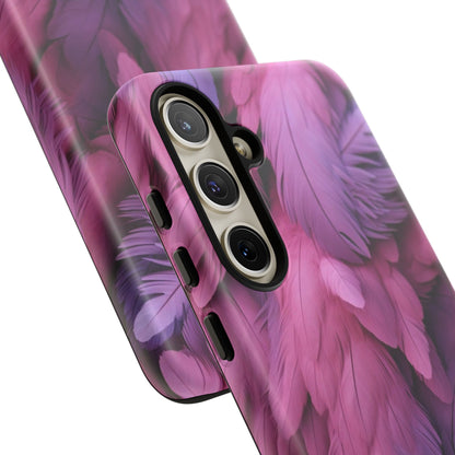 "Rebranding Into A New Badder Bitch" Pink/Purple Feathered Tough Cases
