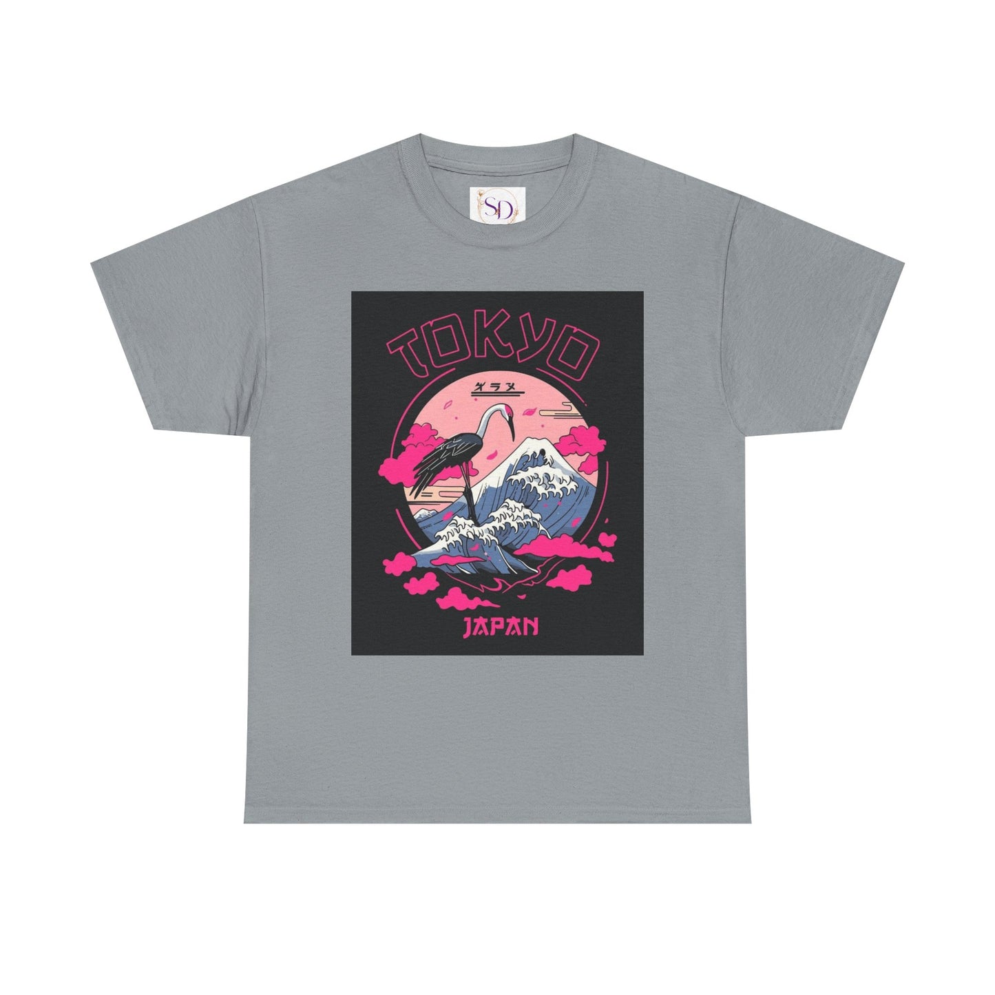 Tokyo Vintage Graphic Tee, Unisex Heavy Cotton Shirt, Japan Travel Gift, Streetwear Style, Pink & Black Design