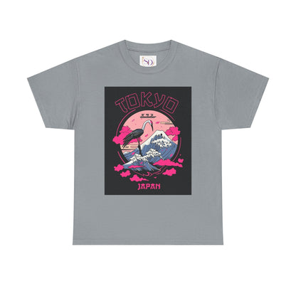 Tokyo Vintage Graphic Tee, Unisex Heavy Cotton Shirt, Japan Travel Gift, Streetwear Style, Pink & Black Design