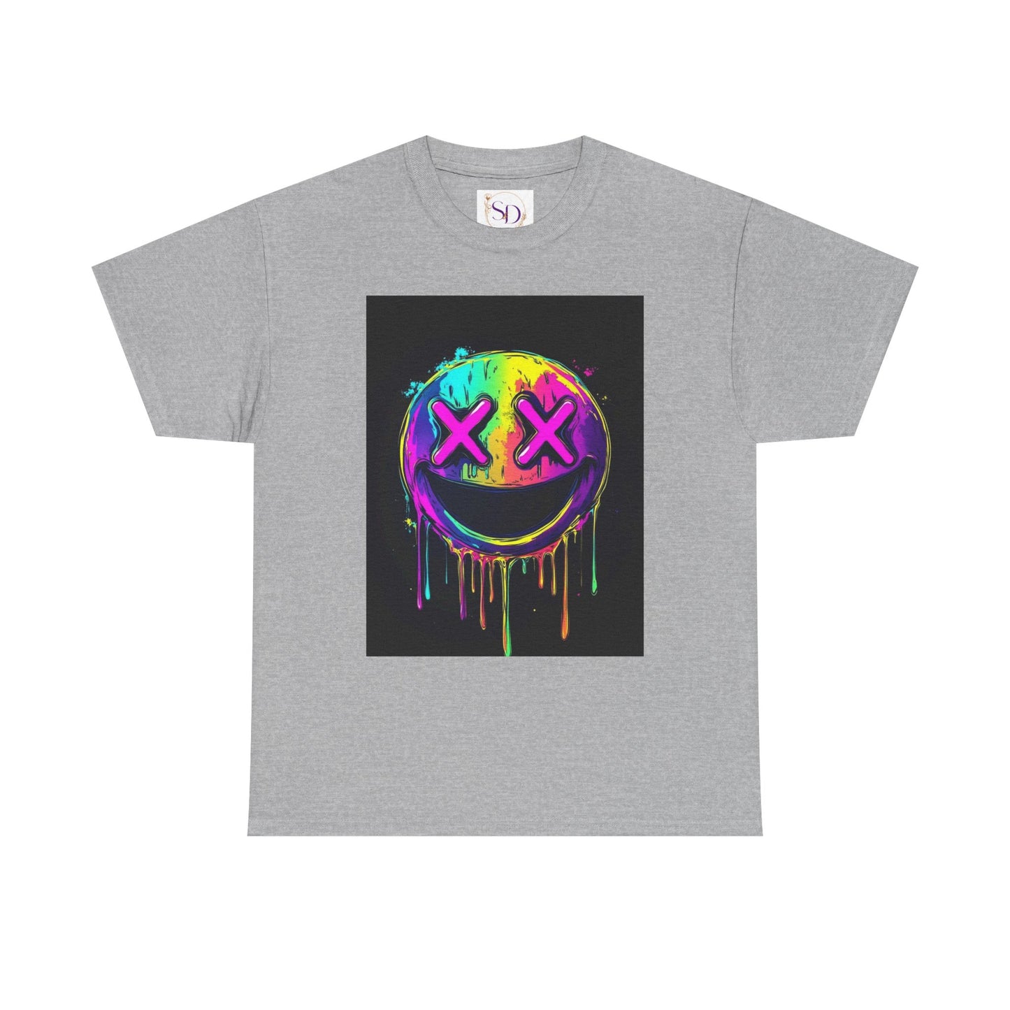 Colorful Graffiti Smiley Face Tee, Casual T-Shirt, Gift for Friends, Streetwear Style, Festival Attire, Fun Graphic Tee