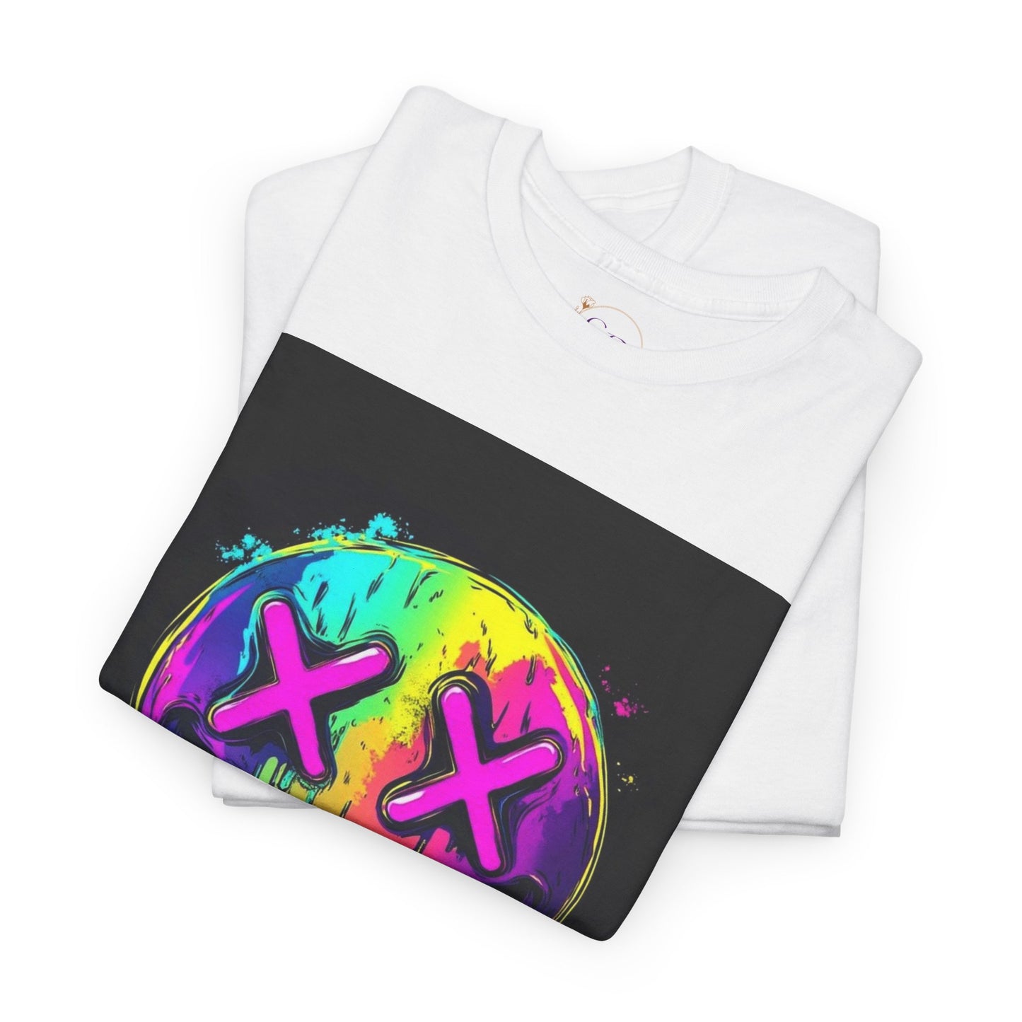 Colorful Graffiti Smiley Face Tee, Casual T-Shirt, Gift for Friends, Streetwear Style, Festival Attire, Fun Graphic Tee