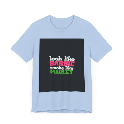 Barbie & Marley Print Tee, Fun Shirt for Parties, Gift for Friends, Casual Wear, Summer Outfit, Unique Graphic Tee