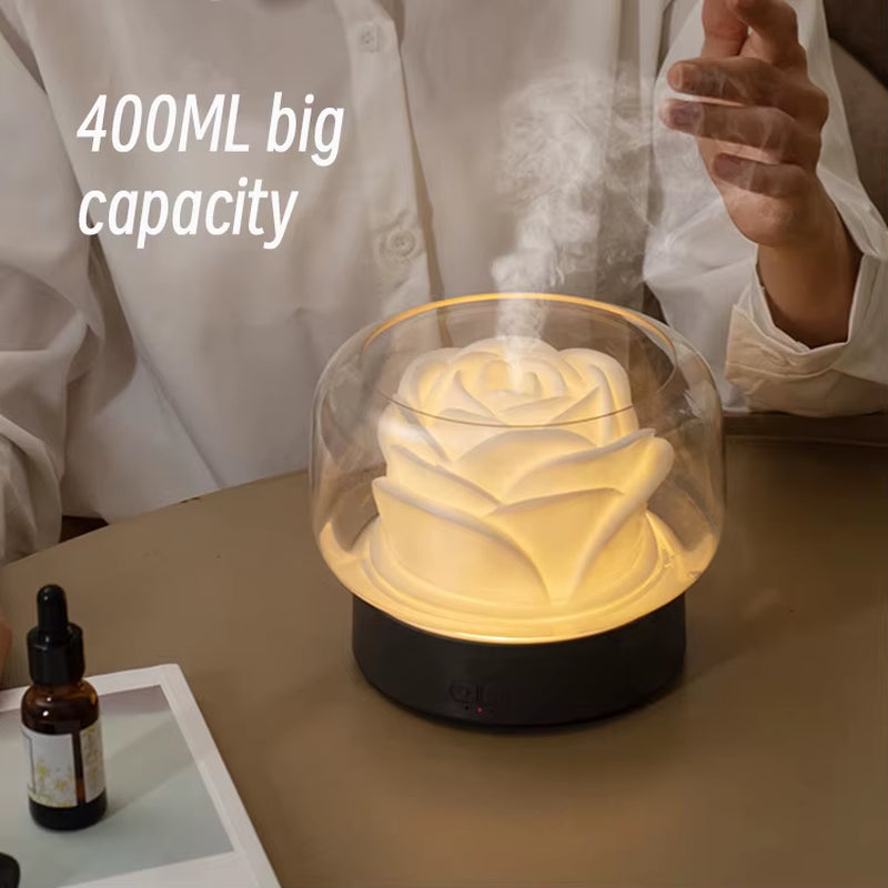 Cool Mist Portable Aroma Diffuser Flower Rose 400Ml Usb Portable Ultrasonic Essential Oil Diffuser for Home
