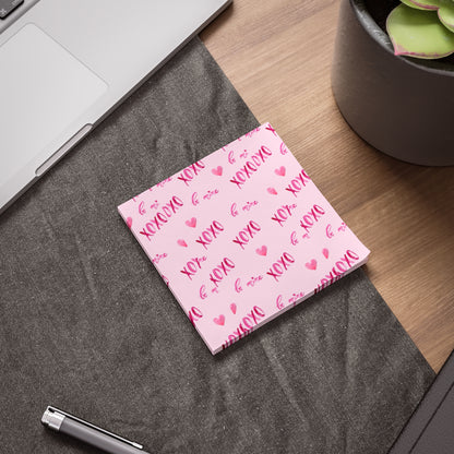 Post-it® Note Pads, xoxo pink design, Sticky Notes, Love Notes, Office Supplies, Stationery, Valentines Day Gift