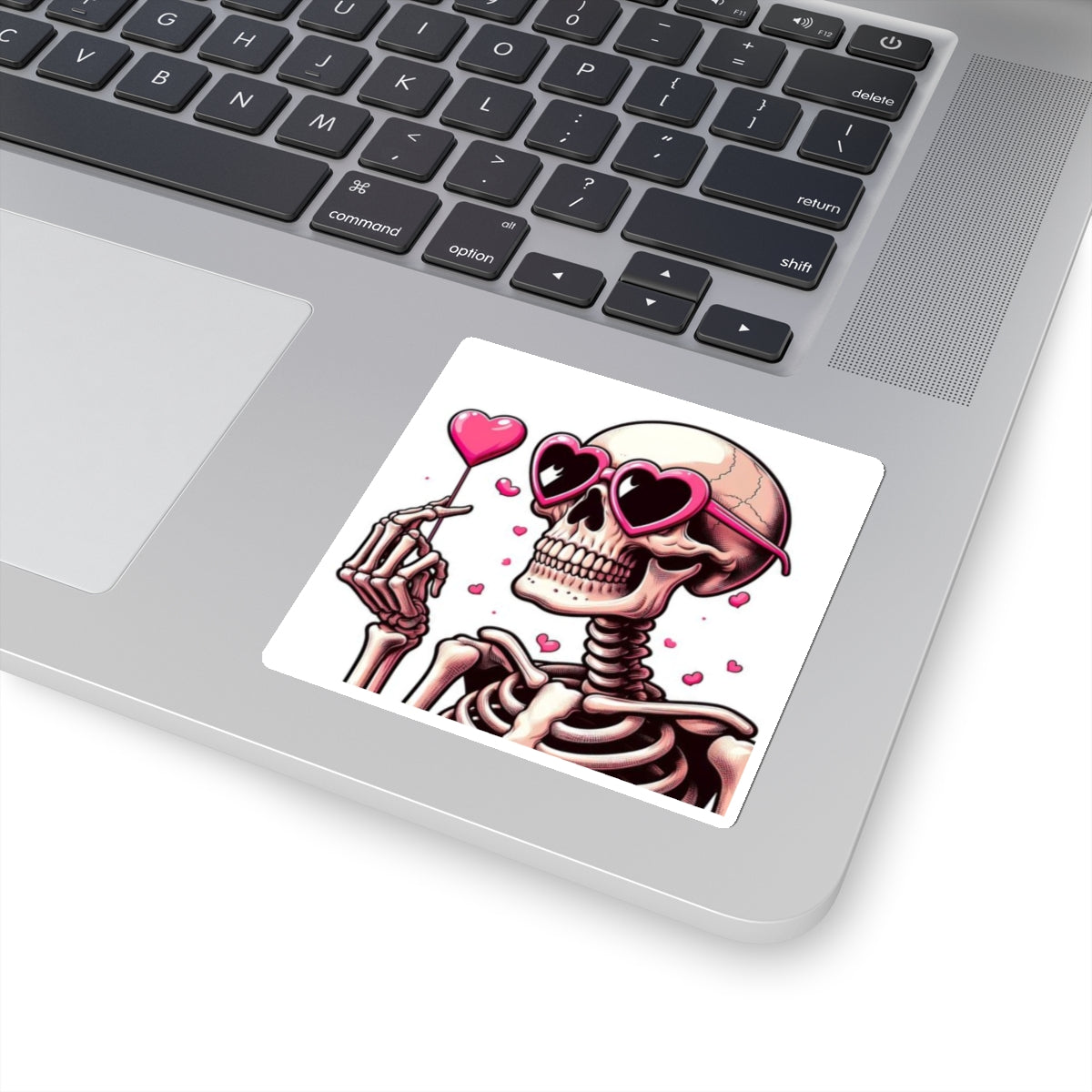 Pink Heart Skeleton Valentines Day Kiss-Cut Stickers, Love Sticker, Romantic Decal, Heart Skeletons, Valentine's Gift Wrap, Cute Planner