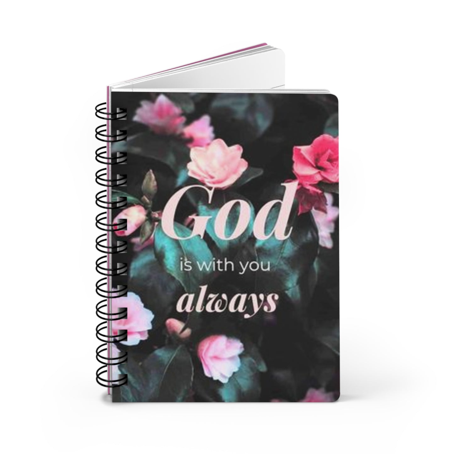 Floral Spiral Bound Journal - Inspirational Gift for Writers, Travelers, Students, God is with you always, Faith Journal, Prayer Notebook,