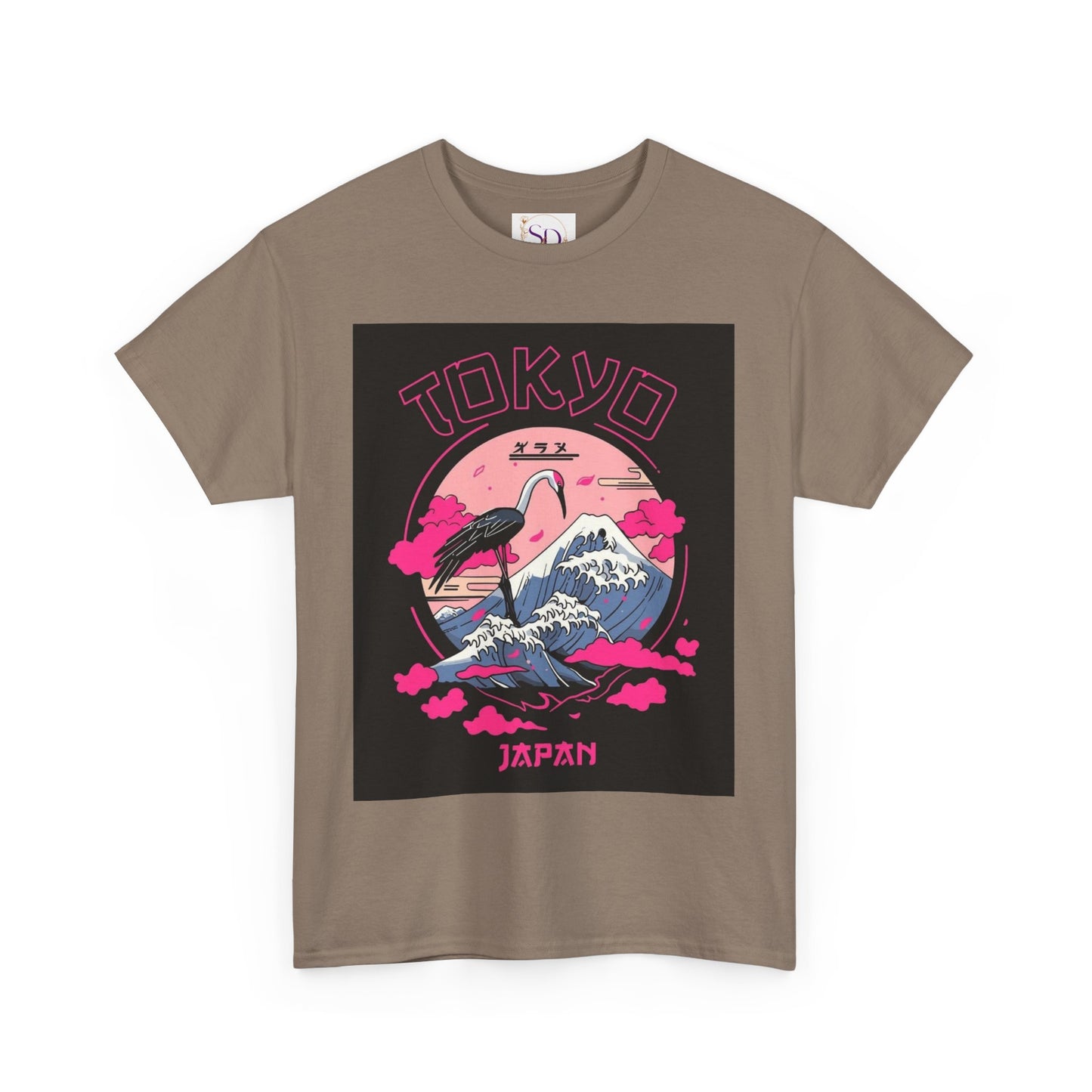 Tokyo Vintage Graphic Tee, Unisex Heavy Cotton Shirt, Japan Travel Gift, Streetwear Style, Pink & Black Design