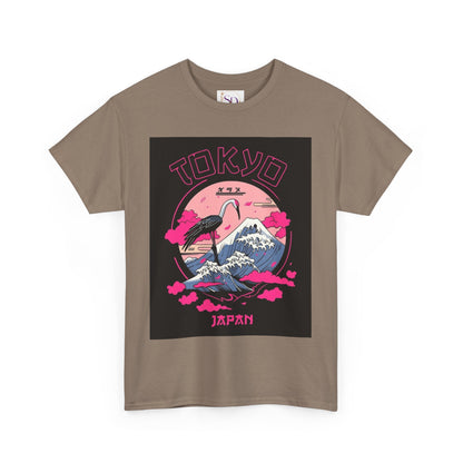 Tokyo Vintage Graphic Tee, Unisex Heavy Cotton Shirt, Japan Travel Gift, Streetwear Style, Pink & Black Design