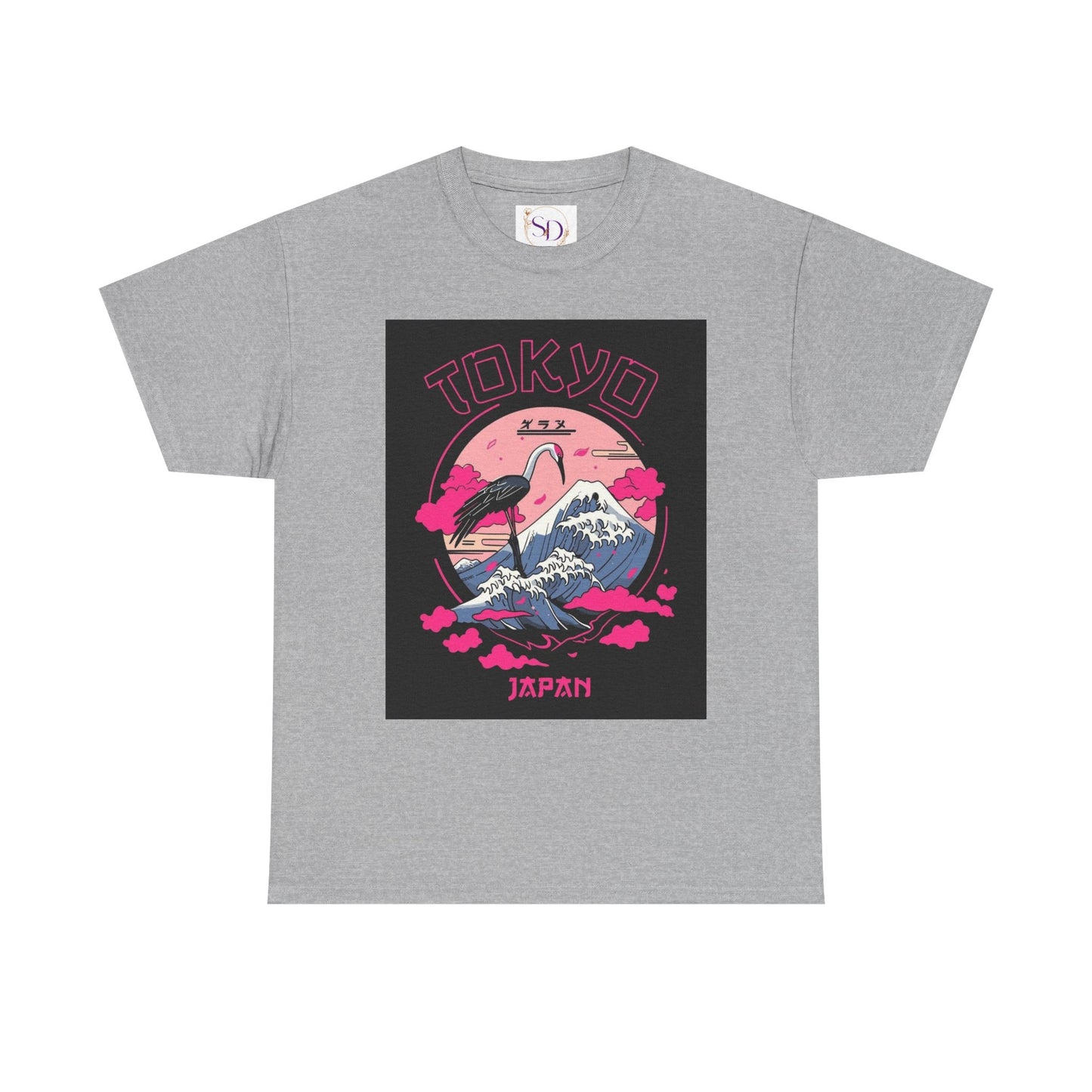 Tokyo Vintage Graphic Tee, Unisex Heavy Cotton Shirt, Japan Travel Gift, Streetwear Style, Pink & Black Design