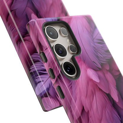 "Rebranding Into A New Badder Bitch" Pink/Purple Feathered Tough Cases