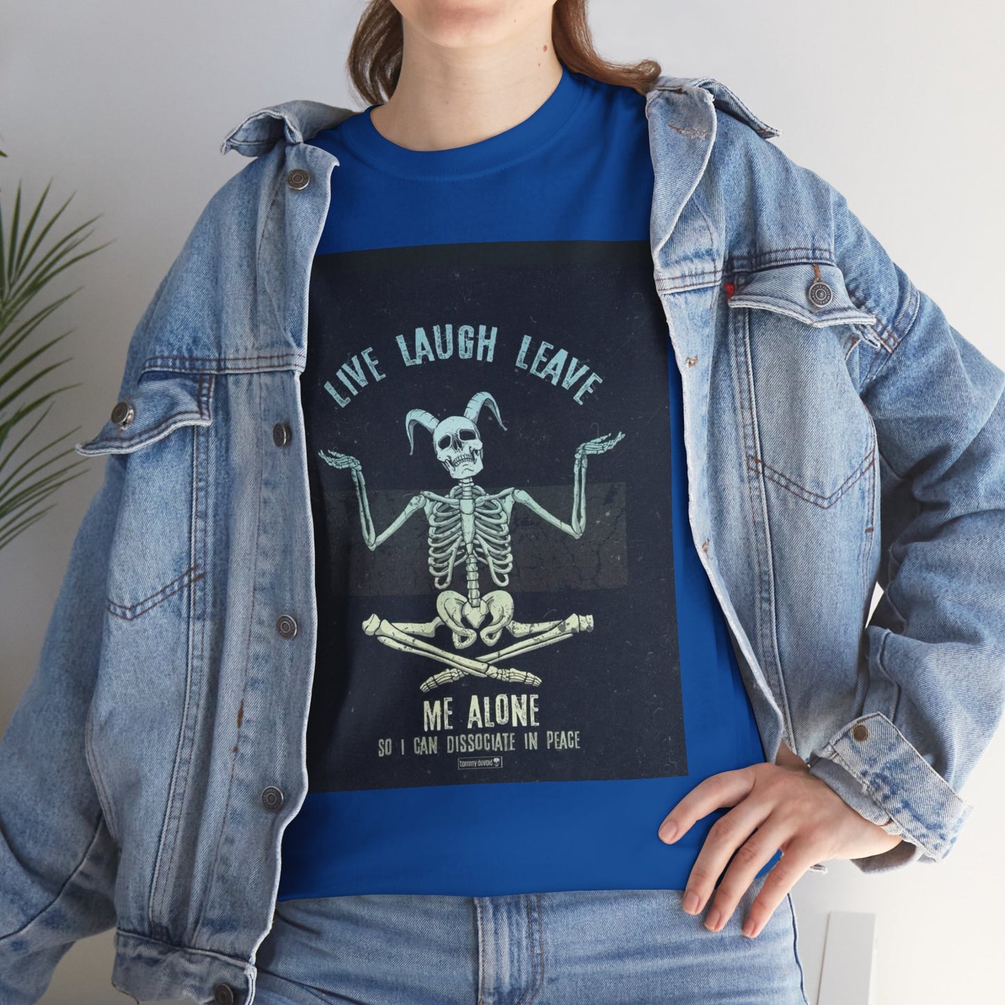 Skeleton Humor Unisex Heavy Cotton Tee - "Live Laugh Leave Me Alone"