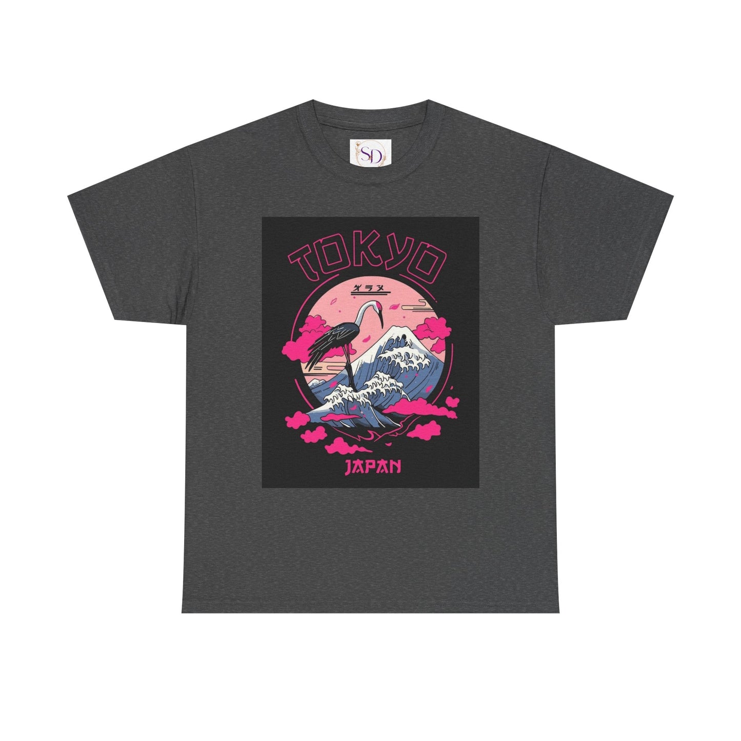 Tokyo Vintage Graphic Tee, Unisex Heavy Cotton Shirt, Japan Travel Gift, Streetwear Style, Pink & Black Design