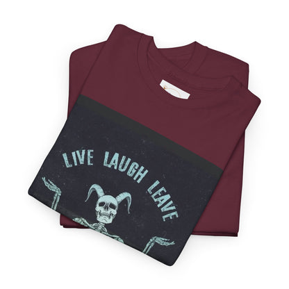 Skeleton Humor Unisex Heavy Cotton Tee - "Live Laugh Leave Me Alone"