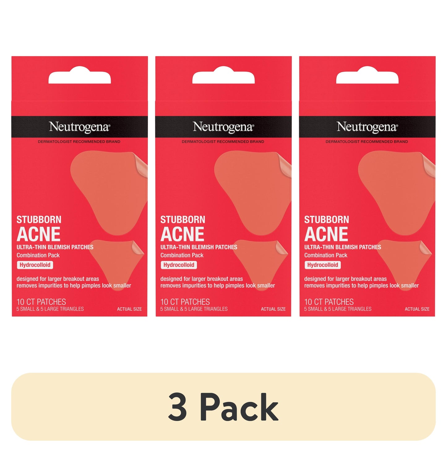 (3 Pack)  Stubborn Acne Pimple Patches, Hydrocolloid Patches Acne Treatment, 10 Count