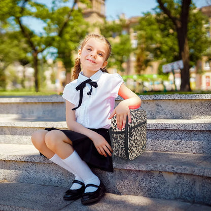 Insulated Lunch Bag Women, Reusable Lunch Box for Women, Adluts Lunchbox for Office Work School, Portable Lunchbag for Kids Girls Toddler, Leopard Print（18654-Lp）