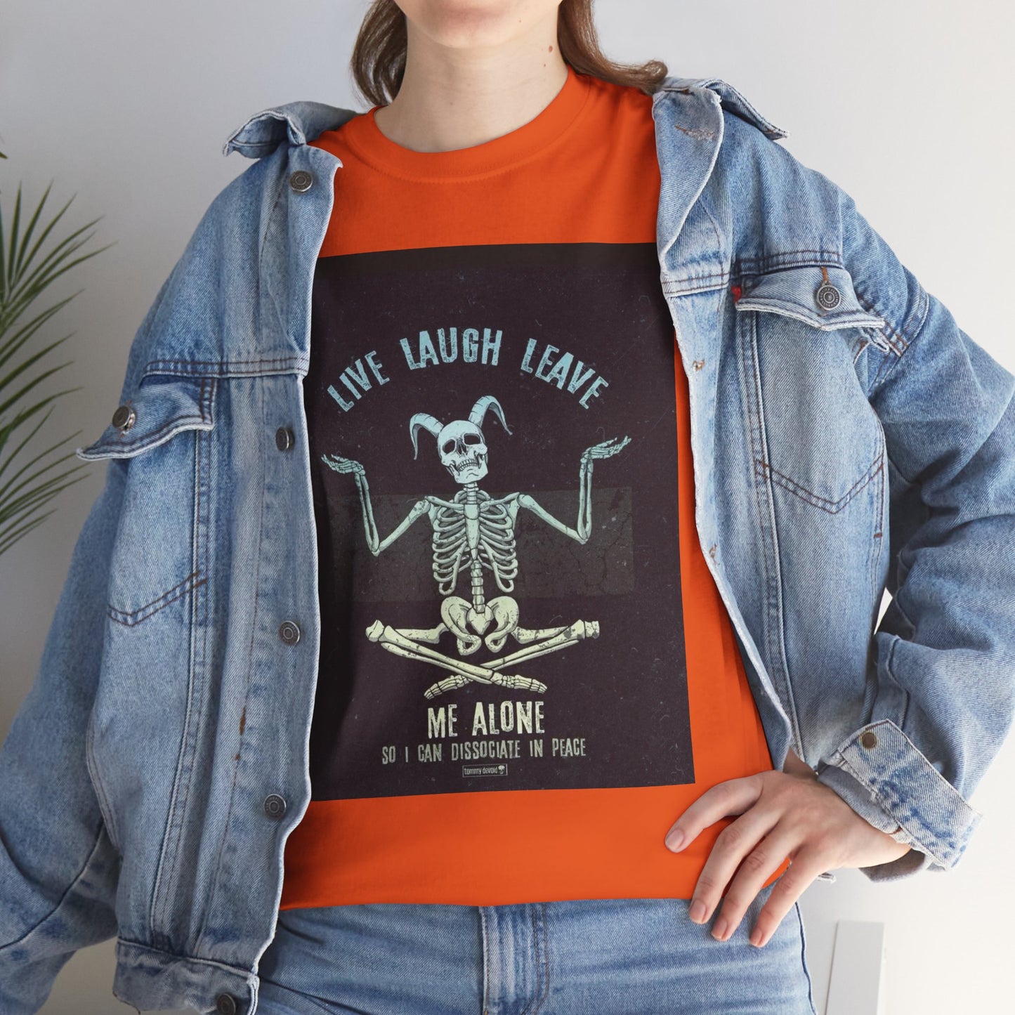 Skeleton Humor Unisex Heavy Cotton Tee - "Live Laugh Leave Me Alone"