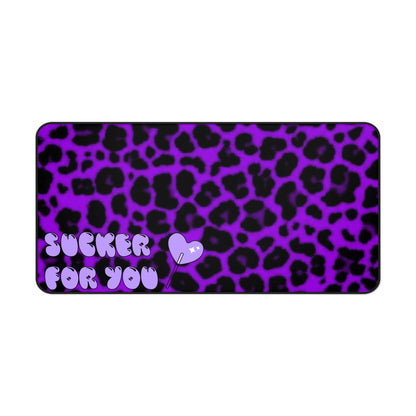 Purple Cheetah Print~Sucker For You Desk Mat