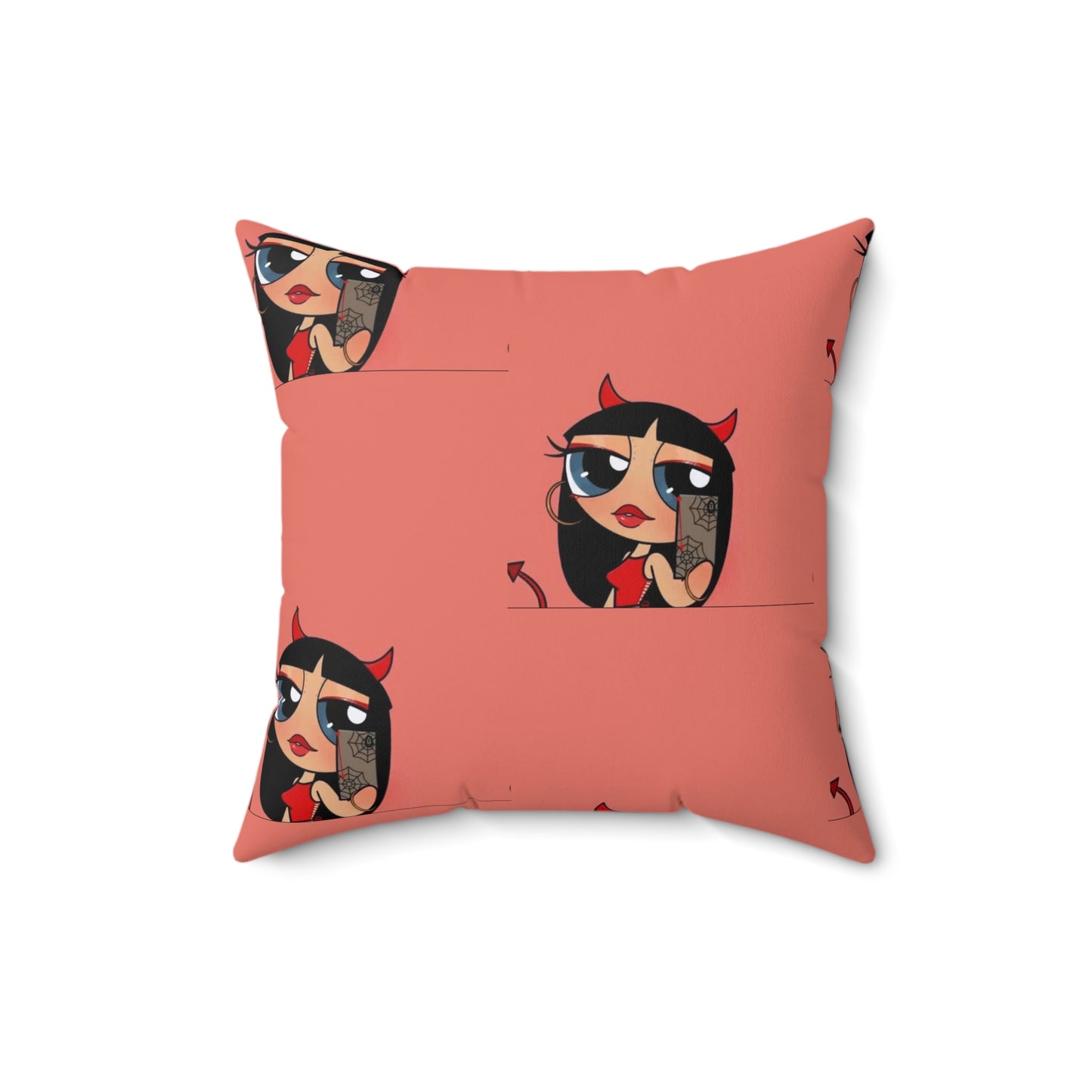 Devilish ImJustAGirl💅🏻🎀🫧~ Faux Suede Square Pillow