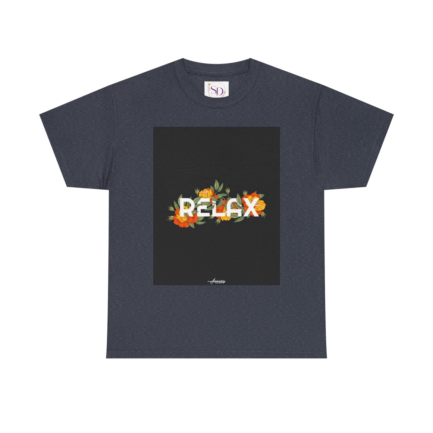 Relax Floral Unisex Heavy Cotton Tee, Casual Wear, Gift for Her, Comfortable T-Shirt, Summer Style, Relaxation Tee, Birthday Gift