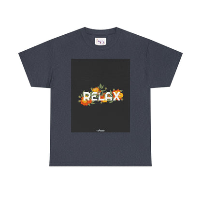 Relax Floral Unisex Heavy Cotton Tee, Casual Wear, Gift for Her, Comfortable T-Shirt, Summer Style, Relaxation Tee, Birthday Gift