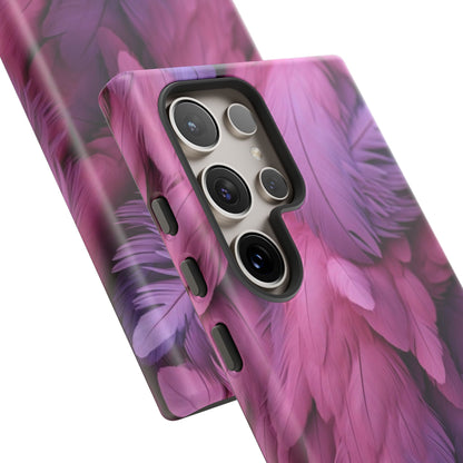 "Rebranding Into A New Badder Bitch" Pink/Purple Feathered Tough Cases