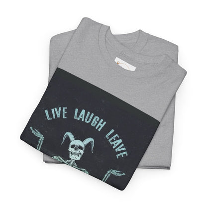 Skeleton Humor Unisex Heavy Cotton Tee - "Live Laugh Leave Me Alone"