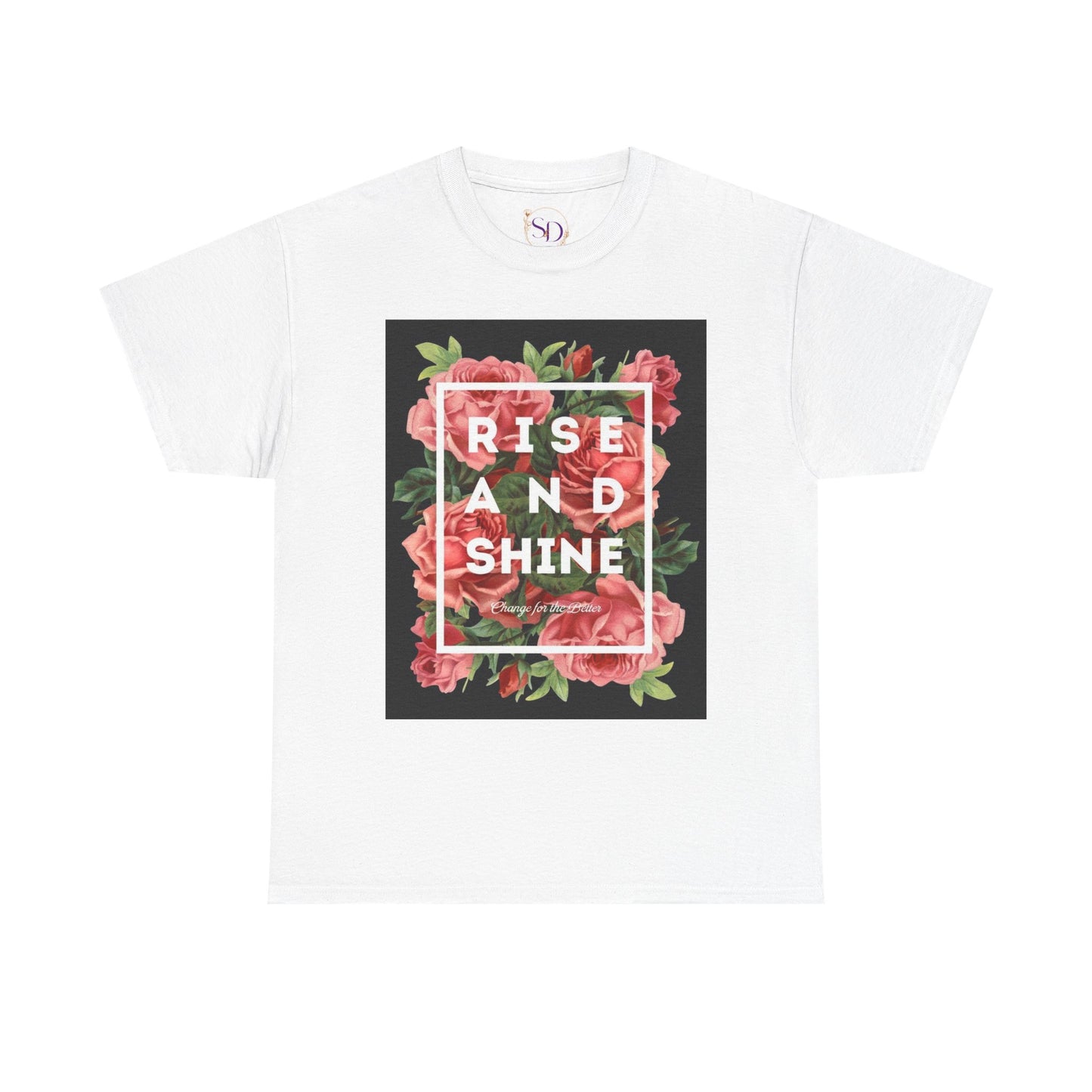 Rise and Shine Floral Unisex Heavy Cotton Tee, Motivational T-Shirt, Gift for Her, Inspirational Apparel, Summer Style, Casual Wear