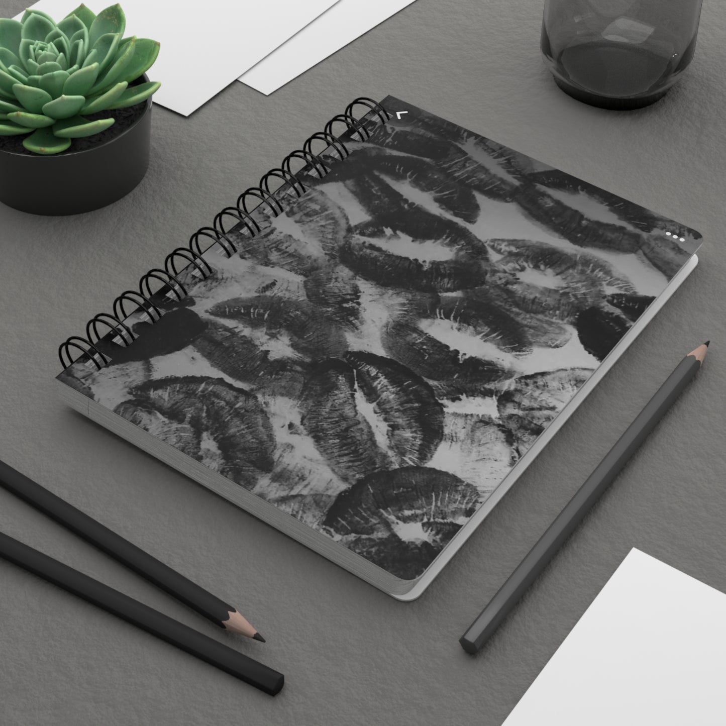 Elegant Kiss Print Spiral Bound Journal, Romantic Gift, Writing Notebook, Love Notes, Diary, Wedding Keepsake, Office Supplies