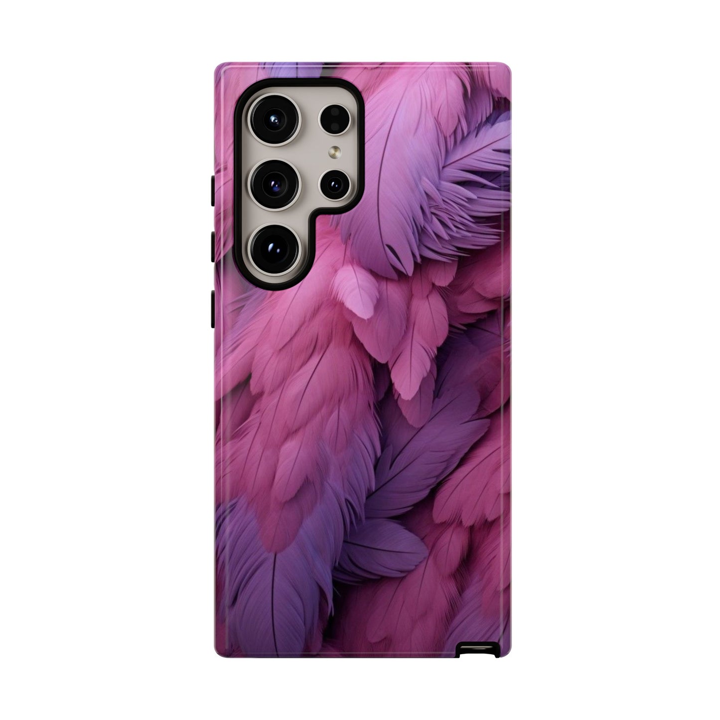"Rebranding Into A New Badder Bitch" Pink/Purple Feathered Tough Cases
