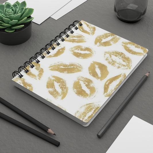 Glamorous Kisses Spiral Bound Journal, Lip Print Notebook for Writers, Gift for Friends, Ideal for Journaling, Daily Planner, Valentine's