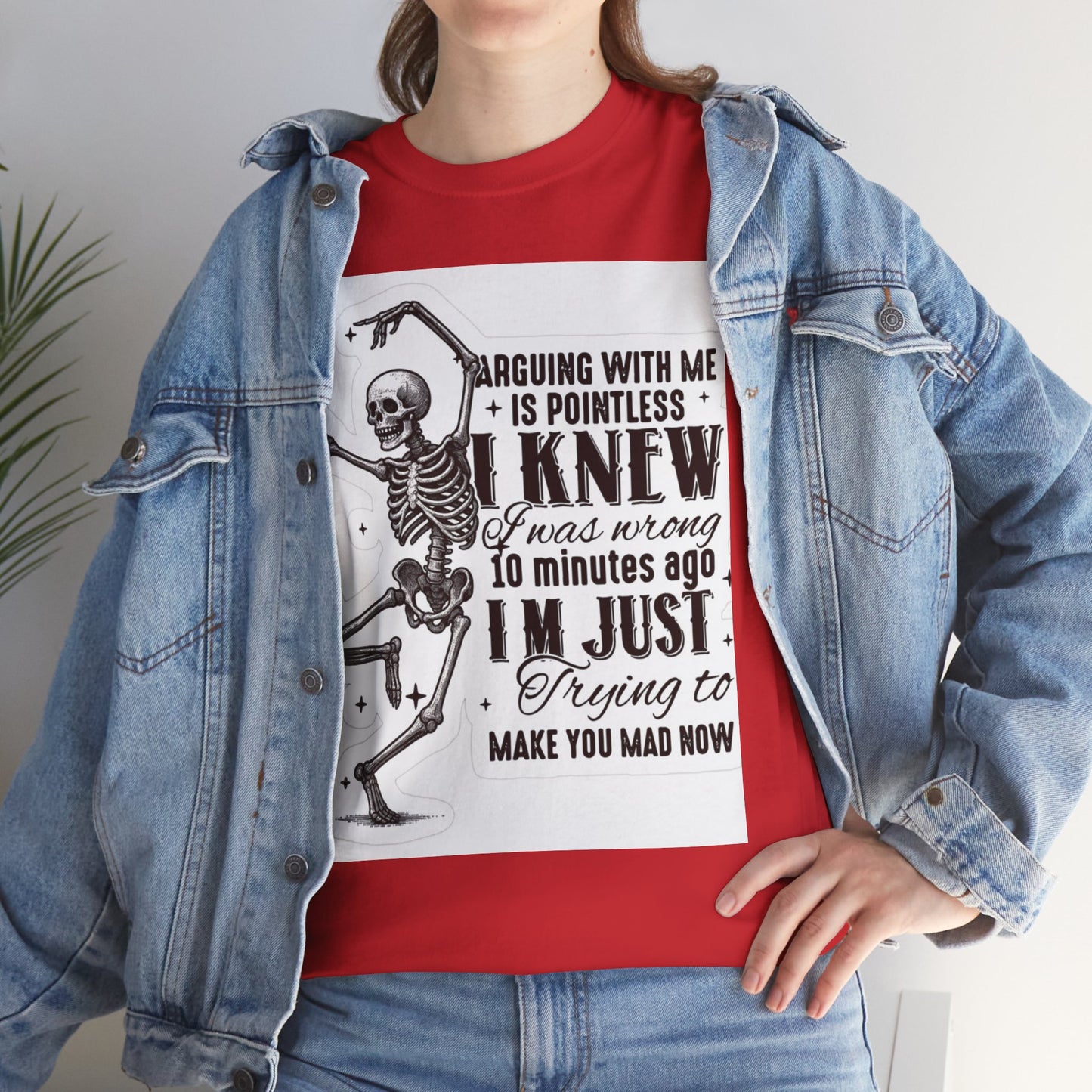 Skeleton Humor Unisex Heavy Cotton Tee - Perfect for Halloween and Casual Wear