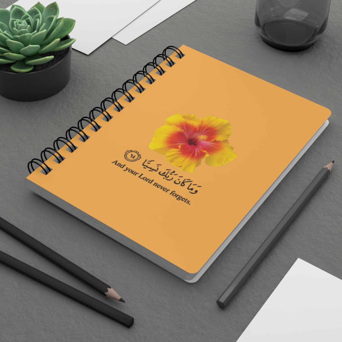 Inspirational Floral Spiral Bound Journal, Gratitude Journal, Writing Notebook, Gift for Students, Yellow Flower Design