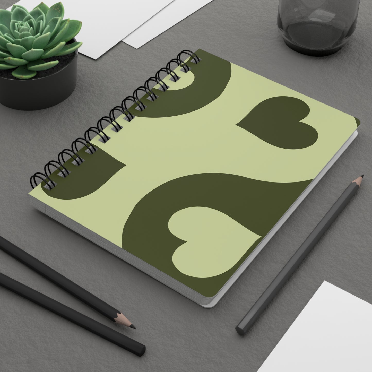 Green Heart Spiral Bound Journal - Cute Writing Notebook, Gift for Students, Daily Planner, Eco-Friendly Notebook, Creative Journal