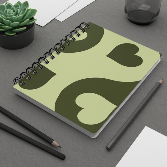 Green Heart Spiral Bound Journal - Cute Writing Notebook, Gift for Students, Daily Planner, Eco-Friendly Notebook, Creative Journal
