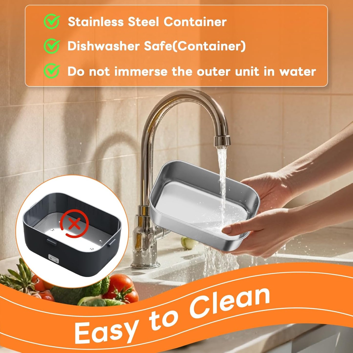 Electric Lunch Box Food Warmer: 100W Heated Lunch Box for Adults, 1.8L Portable Fast Heating Lunchbox Food Heater for Car, Truck, Work, Travel, Lonchera Elctrica Porttil 12/24V/110-230V