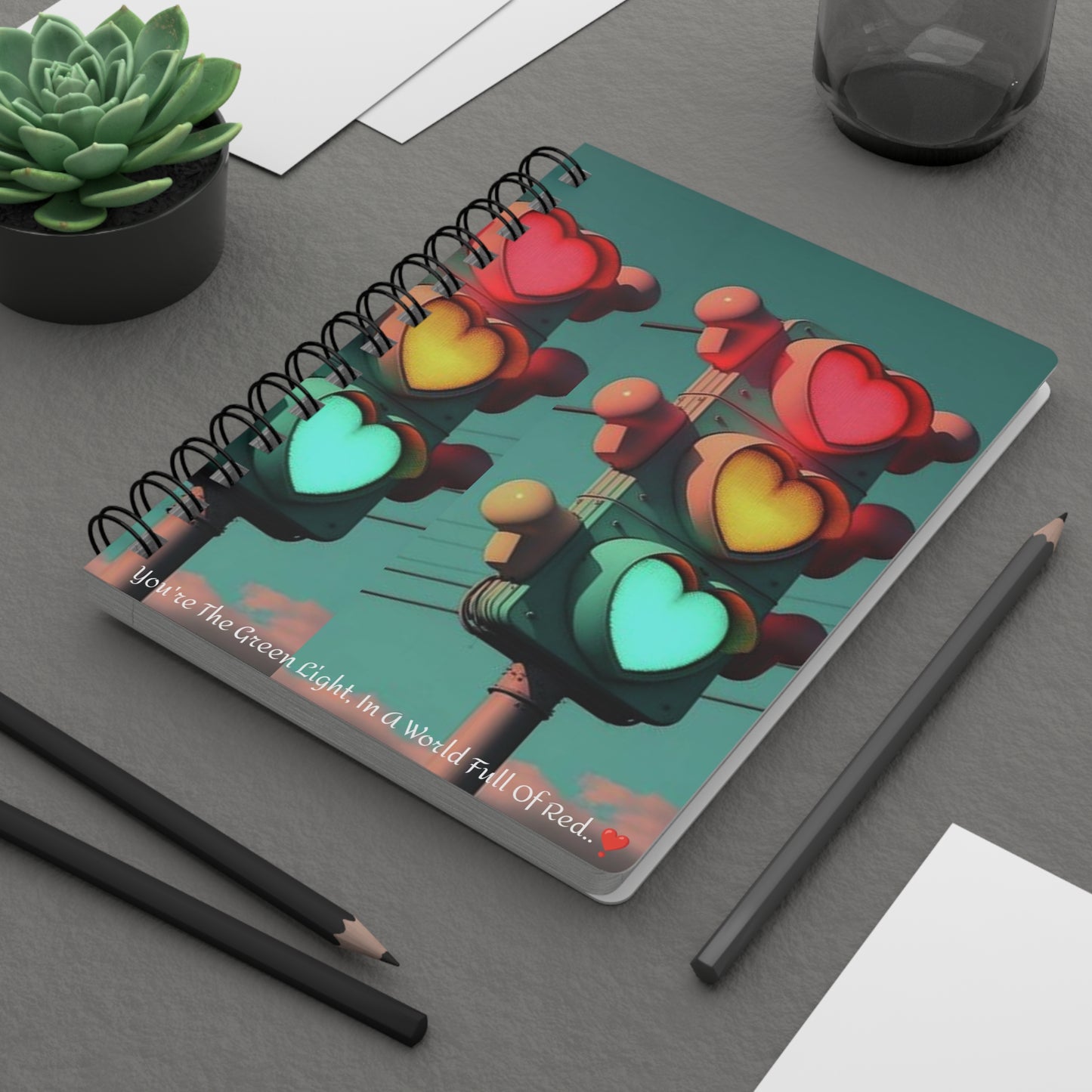 Valentine's Day Green Light Spiral Bound Journal