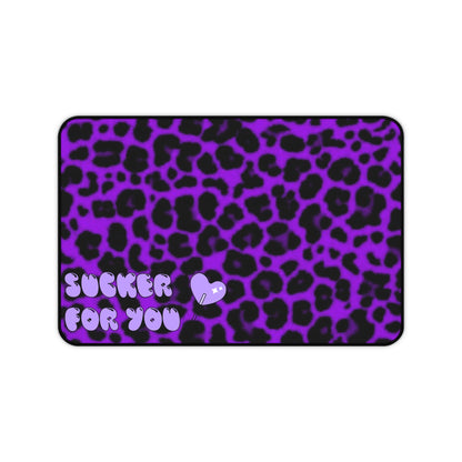 Purple Cheetah Print~Sucker For You Desk Mat