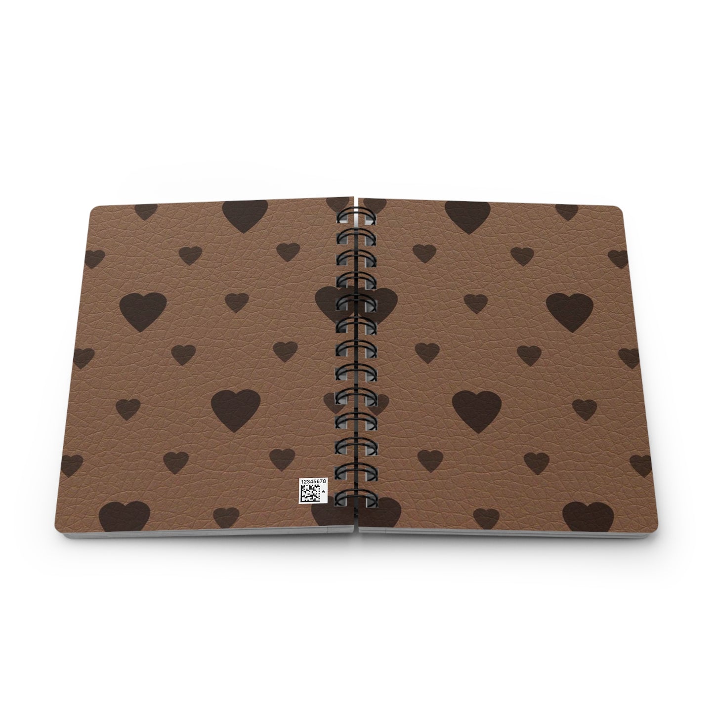 Brown Heart Pattern Spiral Bound Journal - Perfect for Note-taking, Daily Journaling, Gift for Loved Ones, Valentine's Day, Birthday