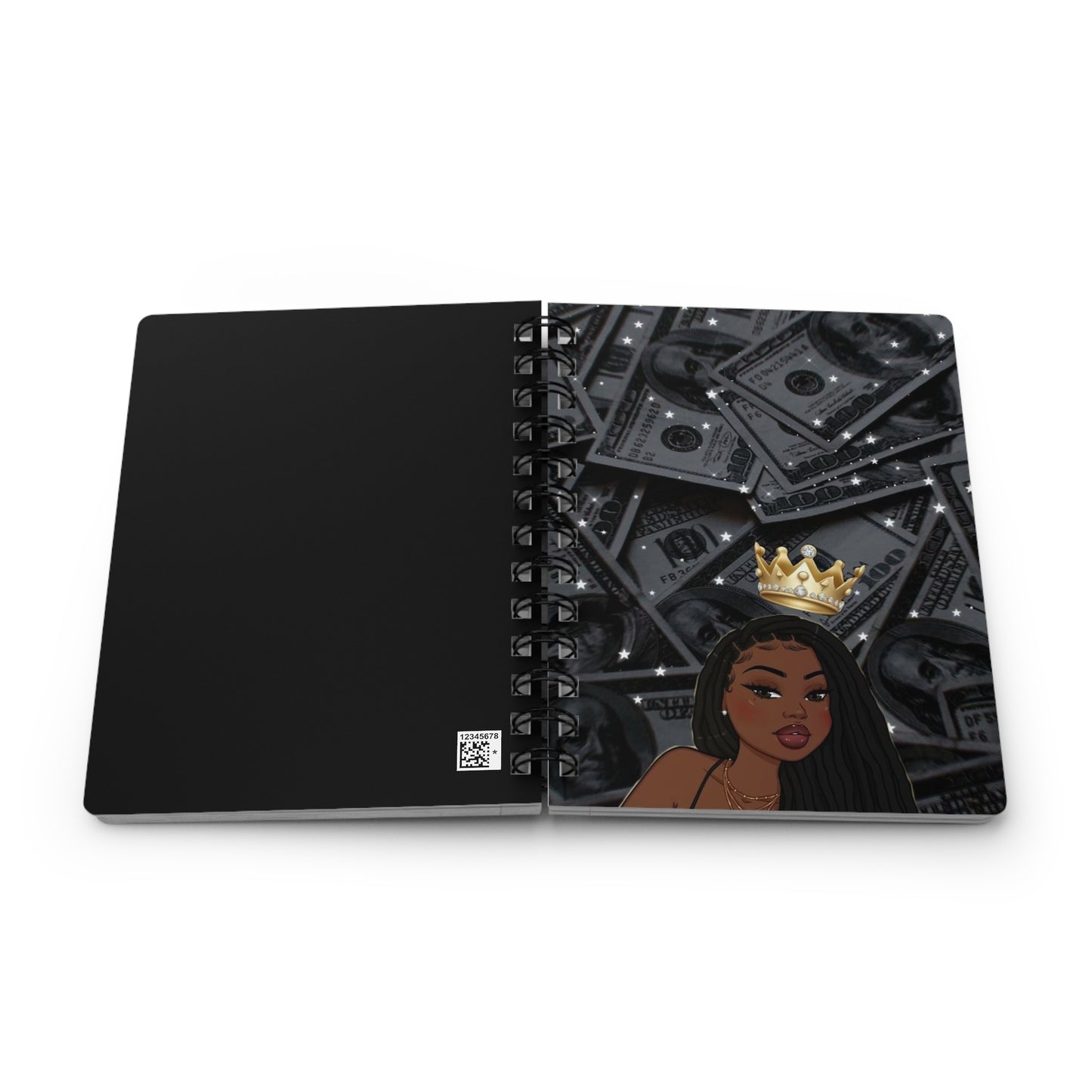 Chic Crowned Beauty Spiral Bound Journal, Empowerment Journal, Gift for Her, Stylish Notebook, Self-Care Planner, Inspiring Writing Journal