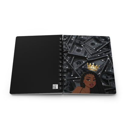 Chic Crowned Beauty Spiral Bound Journal, Empowerment Journal, Gift for Her, Stylish Notebook, Self-Care Planner, Inspiring Writing Journal