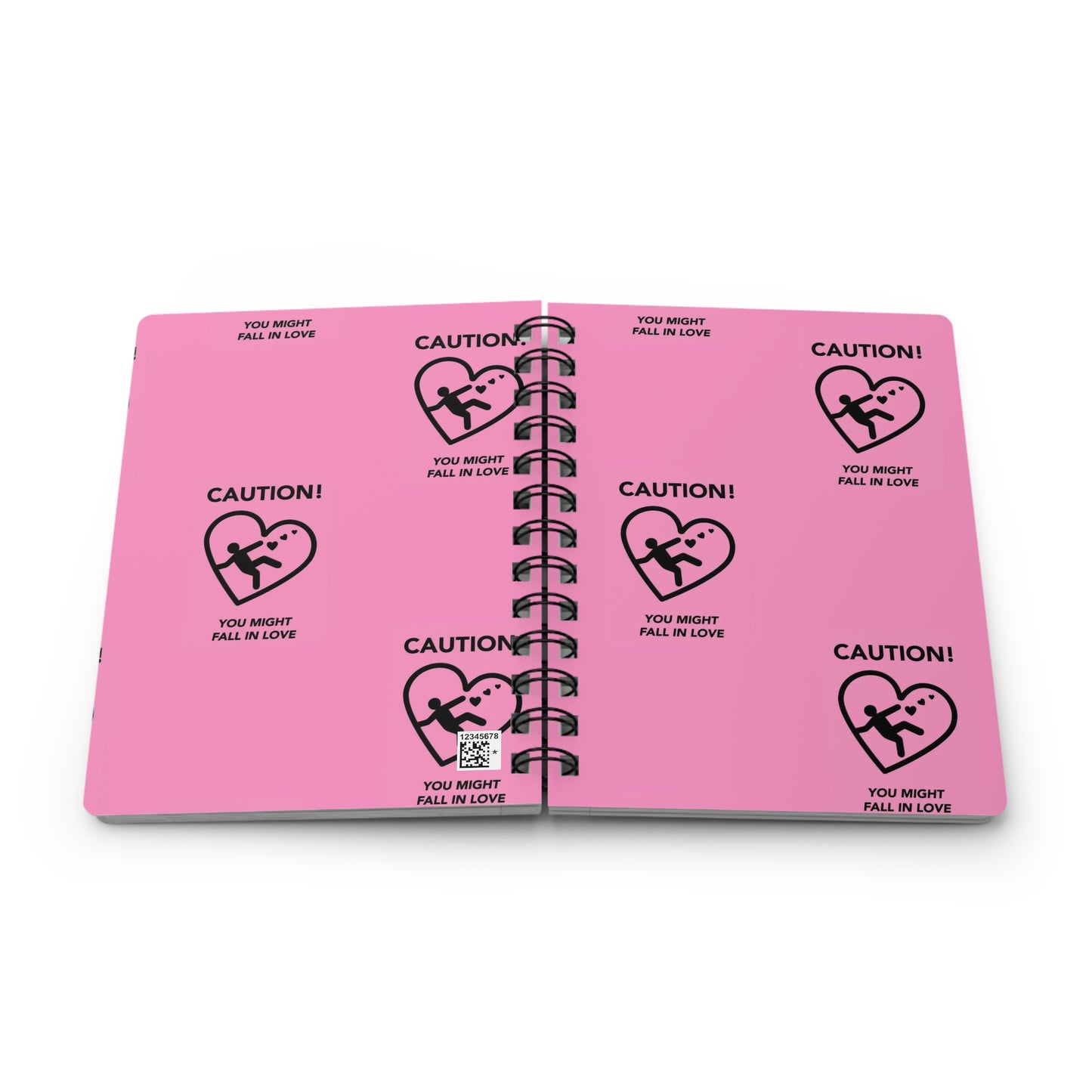 Pink Valentines Day "Caution You Might Fall In Love" Spiral Bound Journal