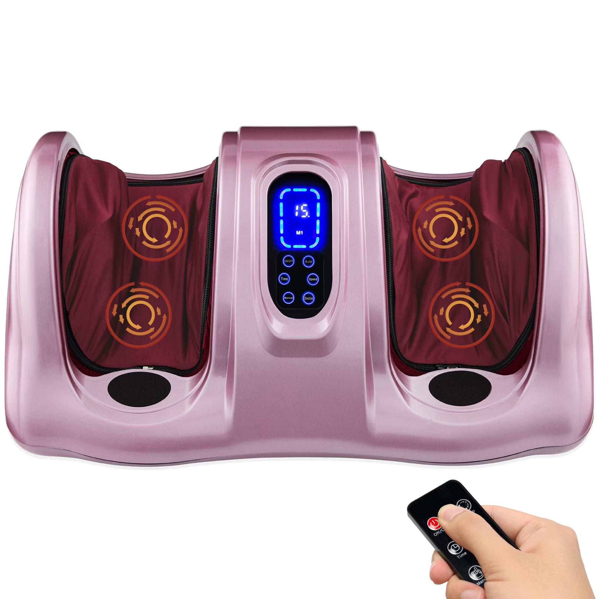 Therapeutic Kneading & Rolling Shiatsu Foot Massager W/ High Intensity Rollers, Remote - Rose Gold